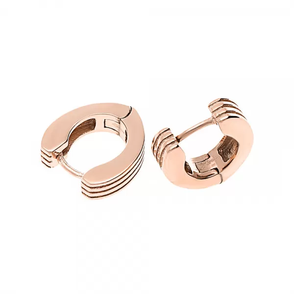 Nerezové náušnice 8039 - růžově pozlacené